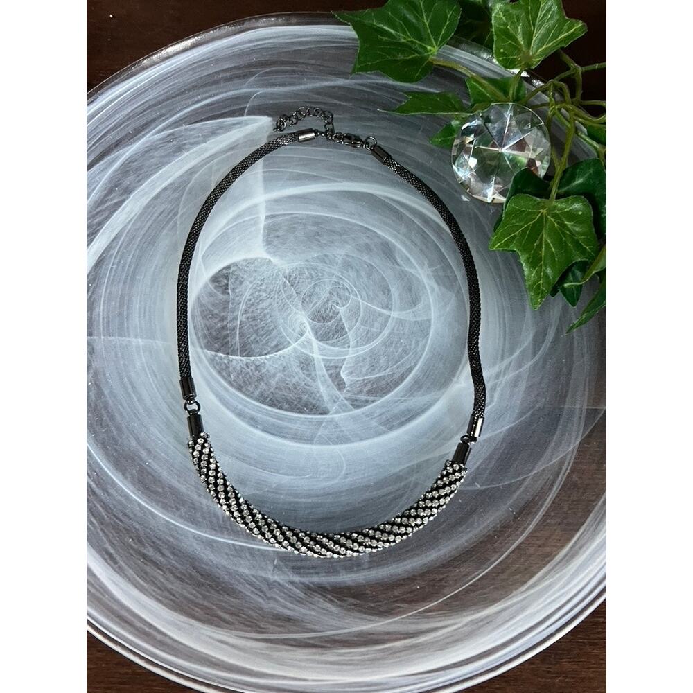 Lia Sophia gunmetal crystal necklace